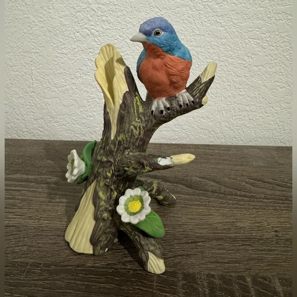 Vintage Colorful Porcelain Bird Figurine on Branch